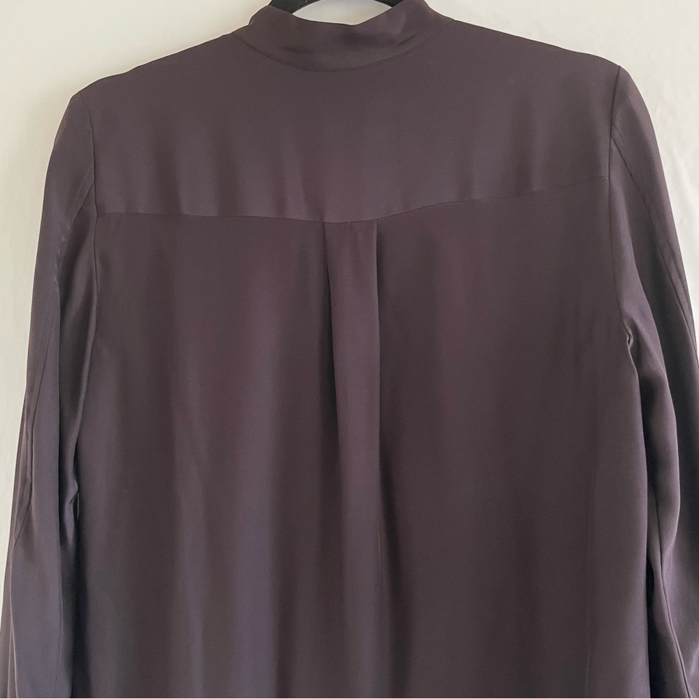 Frame Brown Silk Long Sleeve Mandarin Collar Top Size S - Picture 10 of 11